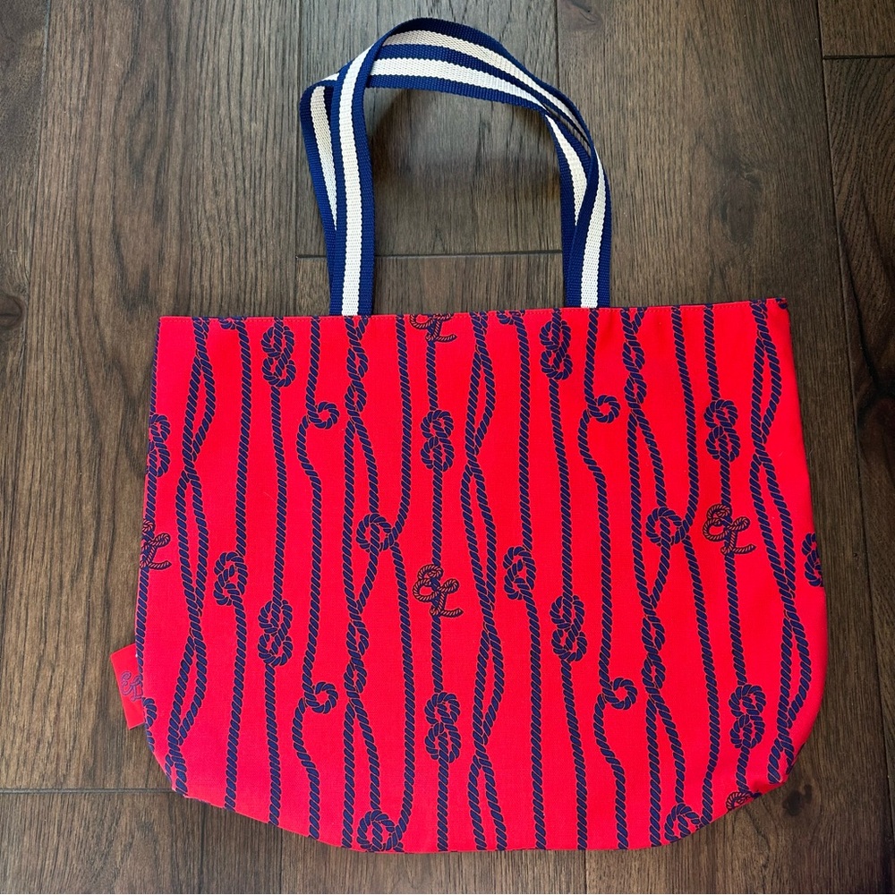 Estée Lauder Nautical Rope Knot Red Blue Double Handle Tote Bag